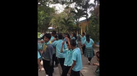 Moment schoolchildren are evacuated as earthquake hits in the Philippines
