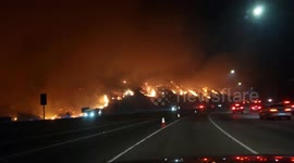 Initial driveby of The Getty Fire burning next to the 405 freeway