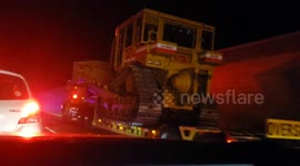 Getty Fire Reponse - Police shut down the 405 to allow a Cal-fire Bulldozer to be rushed to the front lines