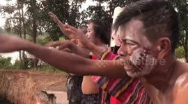 Frustrated locals dress as ghosts to protest about broken bridge