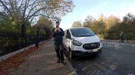 'Do you want six points?' London cyclist confronts van driver over phone use