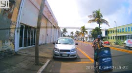 Man's effort distributing fliers rendered fruitless after trash collector bins everything