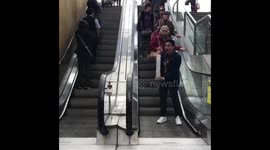 Magician freezing in elevator magic trick gone wrong