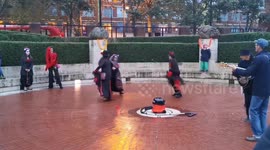 Day of the Dead celebrations outside British Library