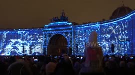 Wonder of Light 3D virtual show for public at Palace square in St Petersburg, Russia