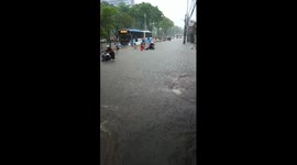 rain puddles in the gandaria area of south jakarta have an impact on public transportation and private vehicles