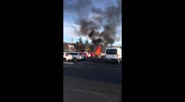 Volvo on fire in Iceland