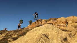 BMX rider has dangerous fail after flipping over handlebars in California desert