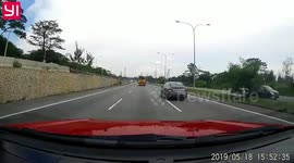 Near miss rider with lorry