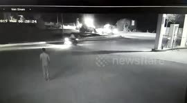 Tipsy earthmover driver threatens to wreck petrol bunk, topples police van before fleeing spot in northwestern India