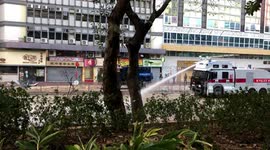 Hong Kong police activate water cannon