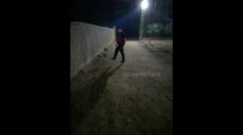 friends joking in throw football in match