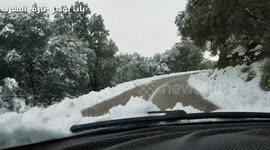Snowfall in the mountains of the city of Taza