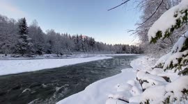 Snowy Glomma River in Norway