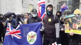 A solidarity rally with singing for Hong Kong