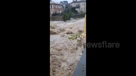 River Nartuby in southeastern France overflows after heavy rainfall