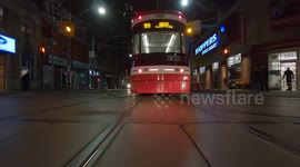 Toronto transit pulls all streetcars from busy Queen street route downtown and replaces them with buses due to brake failures on the new streetcars