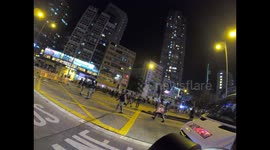 Riot police clear obstacles on Nathan Road