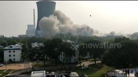 Watch - Two thermal power cooling towers demolished in gandhinagar