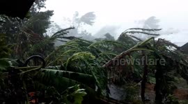 Village damaged by Typhoon Kammuri in The Philippines