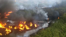 Burning pipeline fire at Idowu-Egba Estate, Lagos, Nigeria