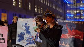 Climate activists in scuba gear deliver 'extreme weather forecast' outside BBC studio in London