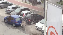 Furious exchange sees man slam his car into woman's vehicle at Bosnian parking lot