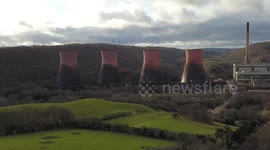 Dramatic footage shows cooling towers at historic UK power station being demolished