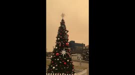 Smoke covered Sydney at Christmas time by the beach