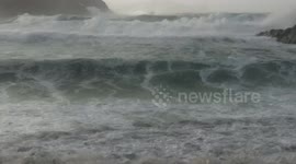 Storm Atiyah: high waves rolling at Clogher beach, Dingle, County Kerry