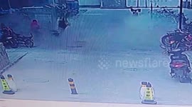 Manhole explosion in China sends boy into air after he throws lit match inside