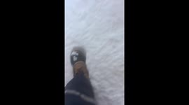 Homeowner tries to find his doors and windows after a big blizzard