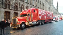 the coca-cola truck with Santa Claus in peace town, belgium