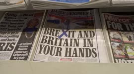 Newspaper headlines appeal to Save Brexit - Save Britain on the UK 2019 General Election day - 12 December