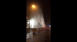 Water Jet Spray Leak from water main in Bermondsey London England.