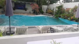 Further footage of hotel swimming pool shaking during powerful 6.8-magnitude earthquake in the Philippines