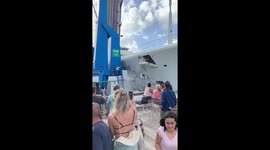Out of control megayacht RIPS control room off of bridge in Sint Maarten