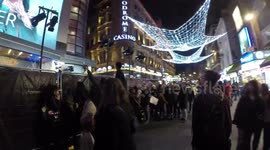 Man Try's To Peak Over The Security Barrier Of The UK Premiere Of The Witcher 