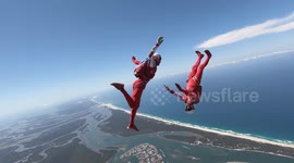 Skydivers perform sensational dance routine mid-air in Australia