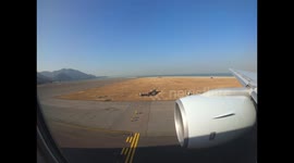 Takeoff from Hong Kong International Airport on Boeing 777-200 of Cathay Pacific