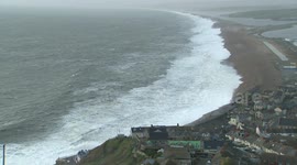Flood warning issued as Portland in UK’s Dorset pounded by large waves