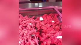 Rat spotted scurrying around on meat inside freezer at Chinese supermarket