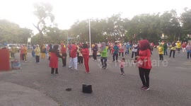 An 18-month-old girl joined gymnastics with grandmothers