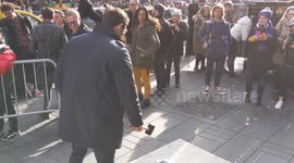 Good Riddance Day: Actor Jonathan Bennett smashes printer in Times Square