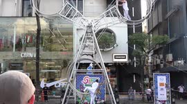 Acrobats Do Triple Wheel Of Death Blindfolded