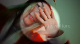 Christmas girl with Santa hat