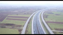 fast drive at highway - drone footage