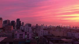 Glorious sunset immerses Bangkok in orange and purple on first day of 2020
