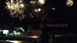 Man records New Year's street fireworks from western Indonesia