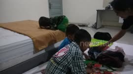 happyness kids when he got new t-shirt from dad